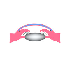 Closed angle glaucoma. A common type of glaucoma. The anatomical structure of the eye. Infographics. Vector illustration on isolated background.