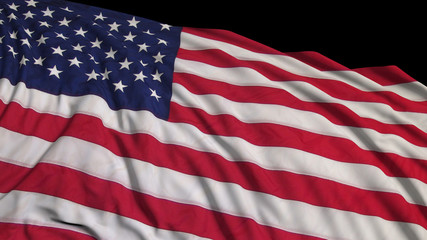 Obraz premium 3D rendering of an american flag. The flag is made on the basis of fabric, smoothly developing in the wind