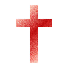 Obraz premium Red Christian cross with sparkles icon. Vector illustration.