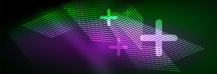 Abstract neon glowing light background. Dark background with lights. Abstract background with neon lights, night view.