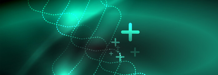 Dark neon light glowing template, abstract vector background lines