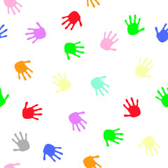 Fototapeta premium Colorful hands seamless pattern. Vector illustration