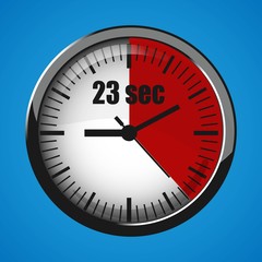 Seventeen Seconds Clock on blue background. Clock 3d icon.