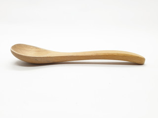 Beautiful Natural Brown Wooden Bowl and Spoon in White Isolation Background
