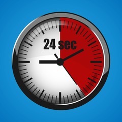 Seventeen Seconds Clock on blue background. Clock 3d icon.