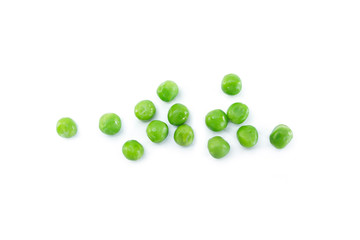 green peas on white background.