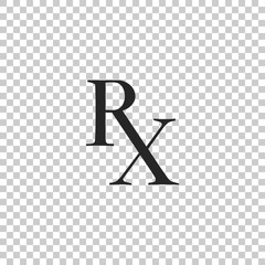 Medicine symbol Rx prescription icon isolated on transparent background. Flat design. Vector Illustration