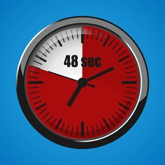 Seventeen Seconds Clock on blue background. Clock 3d icon.