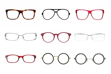 Set of glasses isolated on white background for applying on a portrait