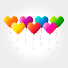 Obraz na płótnie Canvas Set of colorful heart vector kids balloons.