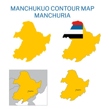 Historical Map Of Manchukuo On The Territory Of Modern China State Of Manchuria During World War II Vector Illustration