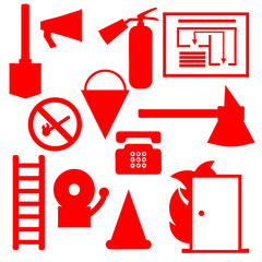 Set Icons of fire safety