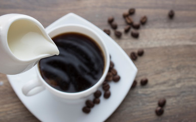Cup of coffee and cream