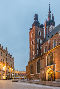 St Mary church and old city Krakow Poland