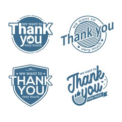  Thank you text lettering vector logo badge