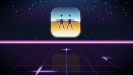 synthwave retro design icon of app find my friends
