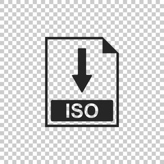 ISO file document icon. Download ISO button icon isolated on transparent background. Flat design. Vector Illustration