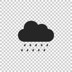 Cloud with rain icon isolated on transparent background. Rain (nimbus) cloud precipitation with rain drops. Flat design. Vector Illustration