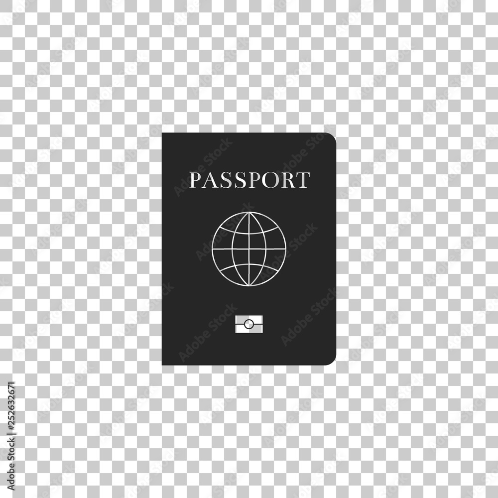 Poster passport with biometric data icon isolated on transparent background. identification document. flat 