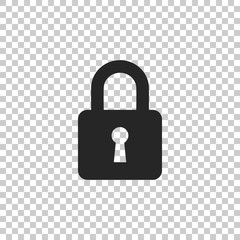 Lock icon isolated on transparent background. Flat design. Vector Illustration