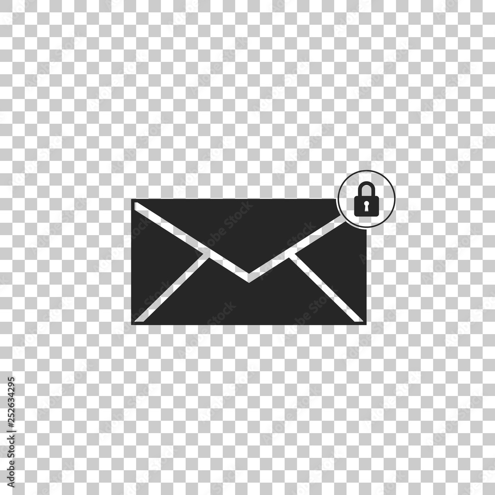 Poster email message lock password icon isolated on transparent background. envelope with padlock sign. pri