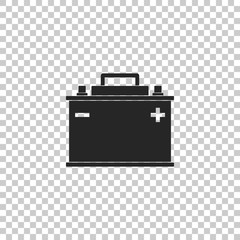 Car battery icon isolated on transparent background. Accumulator battery energy power and electricity accumulator battery. Flat design. Vector Illustration