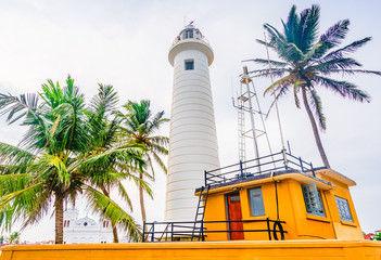 View on Lighthouse And Palm Trees In The Town Of Galle, Sri Lanka