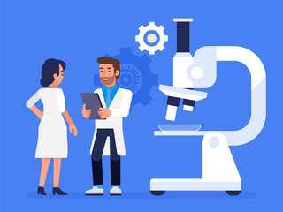 Laboratory diagnostic services. Medical tools. Colored vector illustration