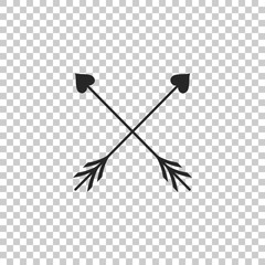 Crossed Cupid arrow heart, Valentines Day cards element icon isolated on transparent background. Flat design. Vector Illustration