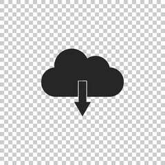 Cloud download icon isolated on transparent background. Flat design. Vector Illustration
