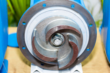 close up semi open impeller of centrifugal pump for industrial