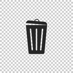 Trash can icon isolated on transparent background. Garbage bin sign. Flat design. Vector Illustration