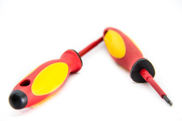 two tools for screwdriver construction on white background