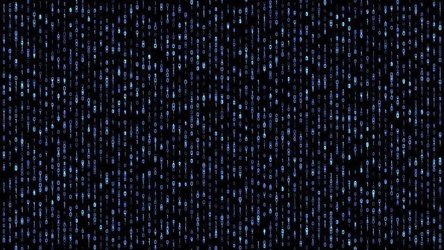 Digital matrix binary falling down blue