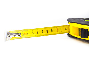 construction tool measuring tape on white background