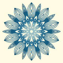 Vintage Invitation Card With Mandala Pattern. Decorative Elements. Vector Illustration. Anti-Stress Therapy Pattern. White blue colour