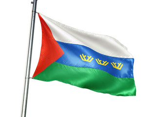 Tyumen Oblast region of Russia flag waving isolated 3D illustration
