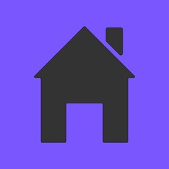 Home vector icon isolated on violet background. House Symbol.