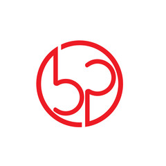 letters bp circle geometric line logo vector