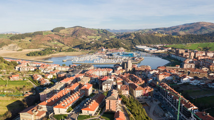 Fototapeta na wymiar aerial view of zumaia basque town, Spain