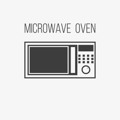 Microwave icon from appliances set. Cook in microwave oven icon. Kitchen electric stove symbol. Gray flat button isolated on gray background.