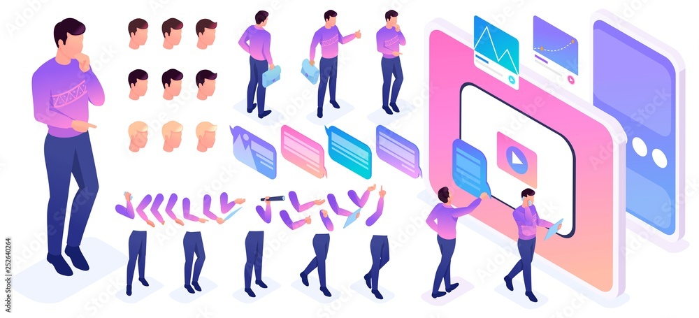 Poster isometric constructor to create a character