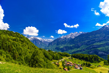 Village, Lungern, Lungerersee, Obwalden, Switzerland