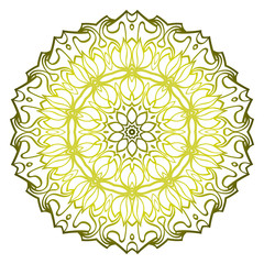 Beautiful Round Flower Mandala. Vector Illustration. Abstract. Green olive color
