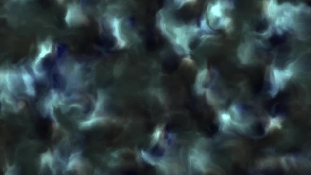 4k video of stormy blue and cyan clouds in a nebula in space, slowly moving, forming and dissolving, 4k, 3840p, 24fps