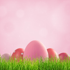 Painted eggs and colorful backdrop