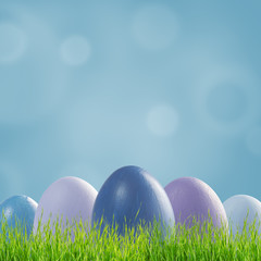 Painted eggs and colorful backdrop