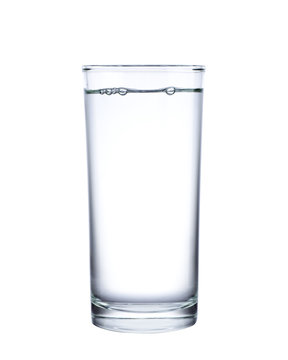 Water in glass isolated on white background.