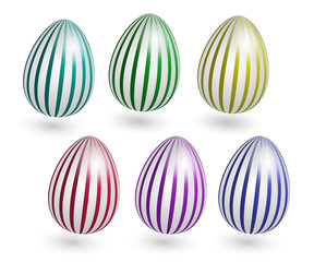 Fototapeta na wymiar Easter eggs 3d isolated on white background. Set decoration for holiday. Vector