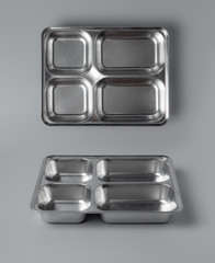 Silver Metal Tray on a gray background